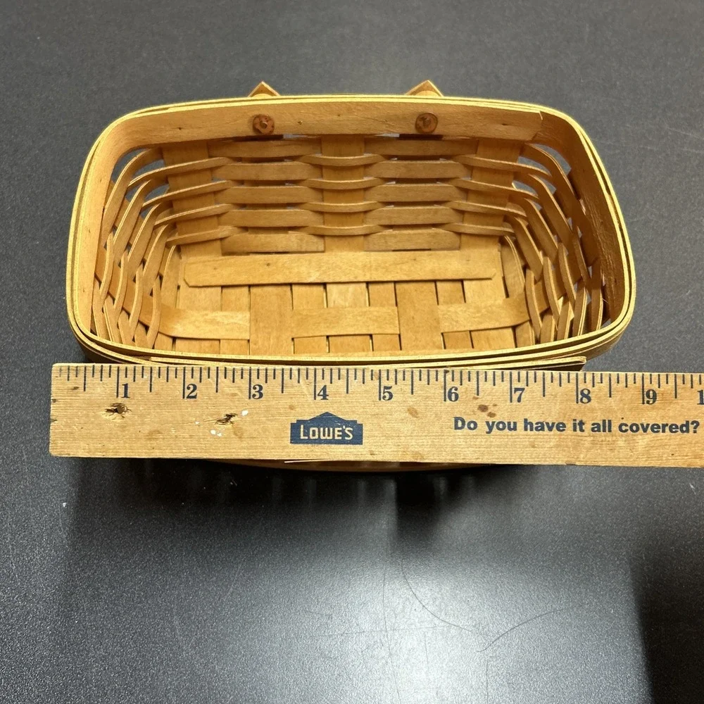 Longaberger Woven Memories Homestead Storage Basket Wood Handle 1999 Handpainted